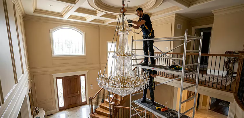 Two-Story Foyer Chandelier Installation in Murfreesboro